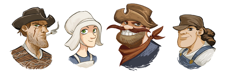 Detalle de Pioneer Days, otro juego ilustrado por Sergi